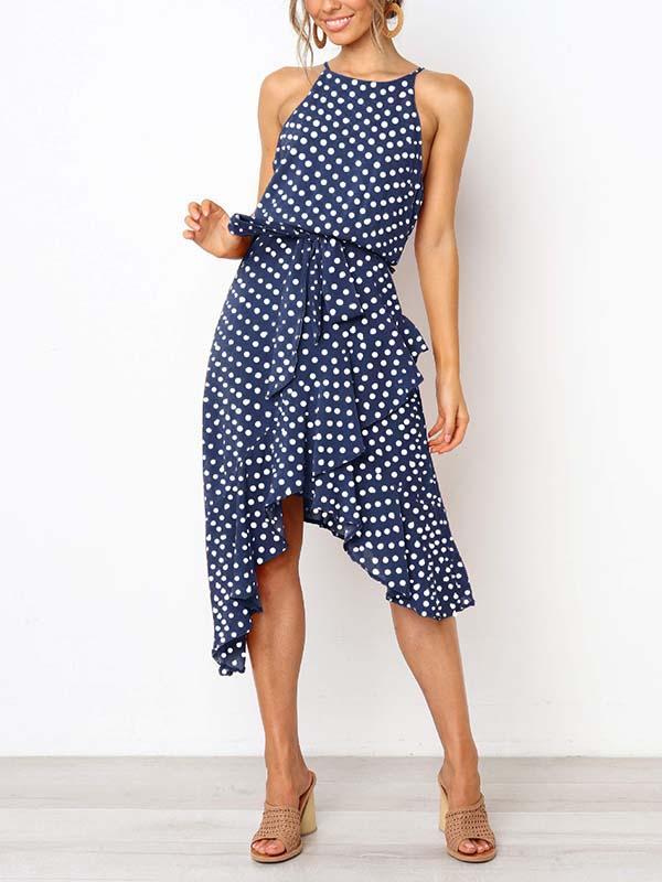 Amsoin Irregular Polka Dot Dress