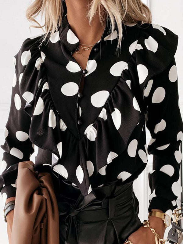 Amsoin Leopard Dot Print Shirt