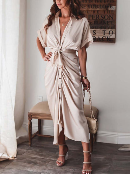 Amsoin High Waist Belt Dress