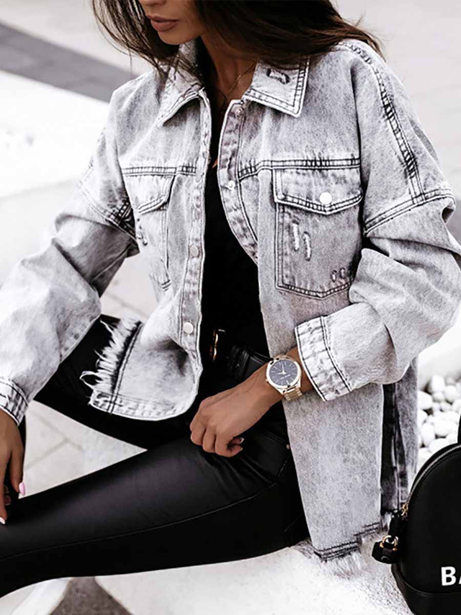 Amsoin Tassel Loose Denim Coat