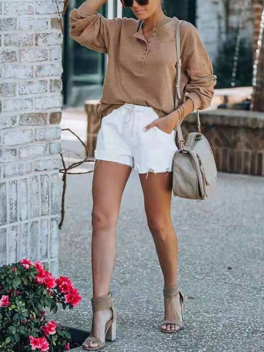 Amsoin Elastic Denim Shorts