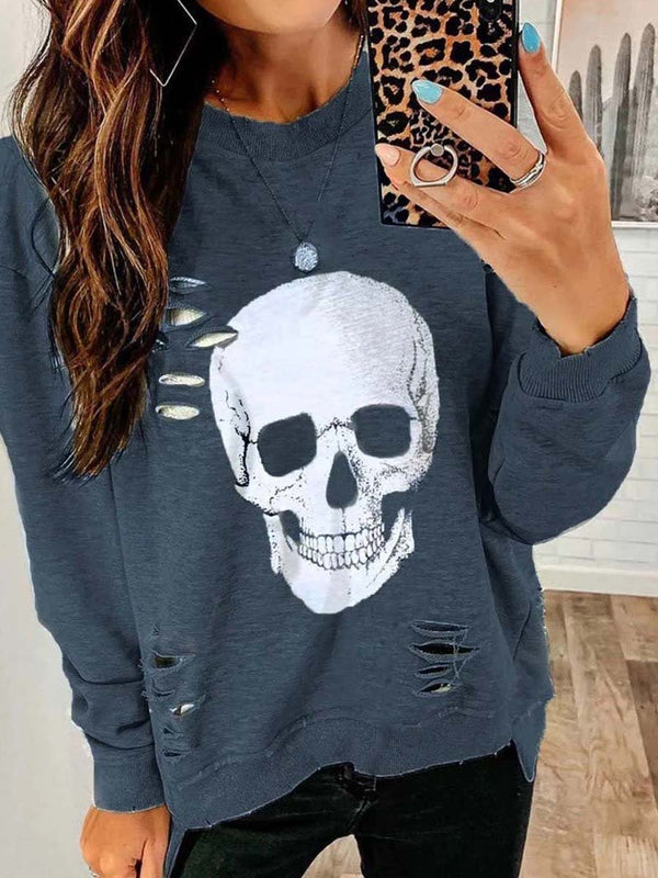 Amsoin Skull Printed Sweatshirt