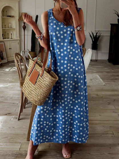 Amsoin Polka Dot Print Vest Dress