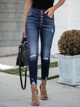 Amsoin High Rise Stretch Ripped Jeans