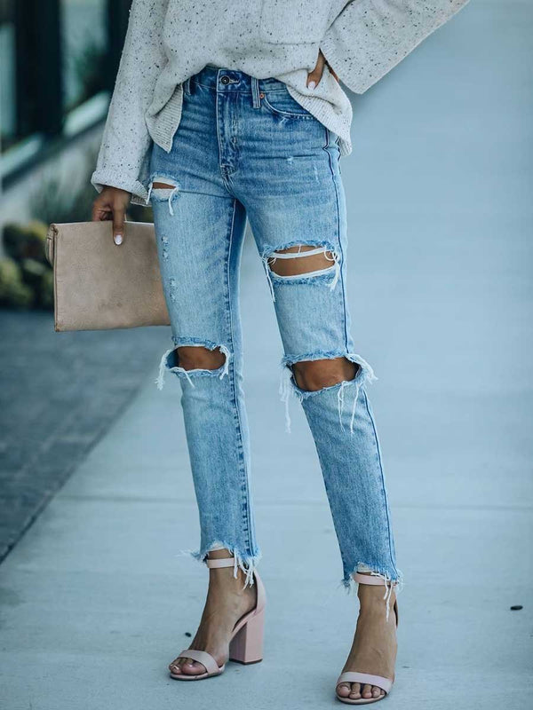 Amsoin Slim Ripped Jeans