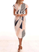Amsoin Trendy Printed Asymmetrical Dress