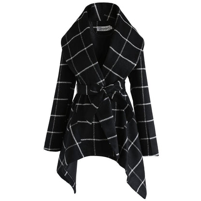 Amsoin Fashion Loose Check Coat