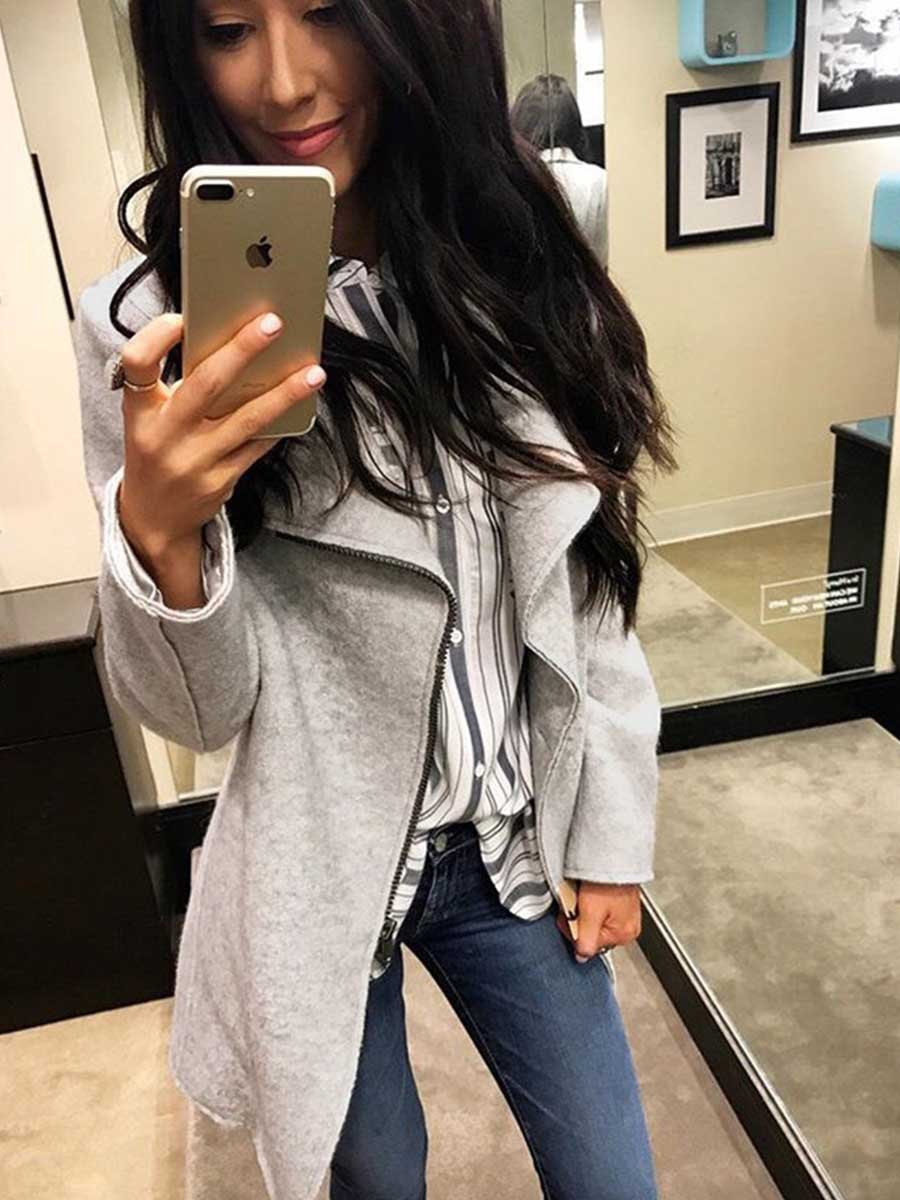 Amsoin Slim Zipper Coat