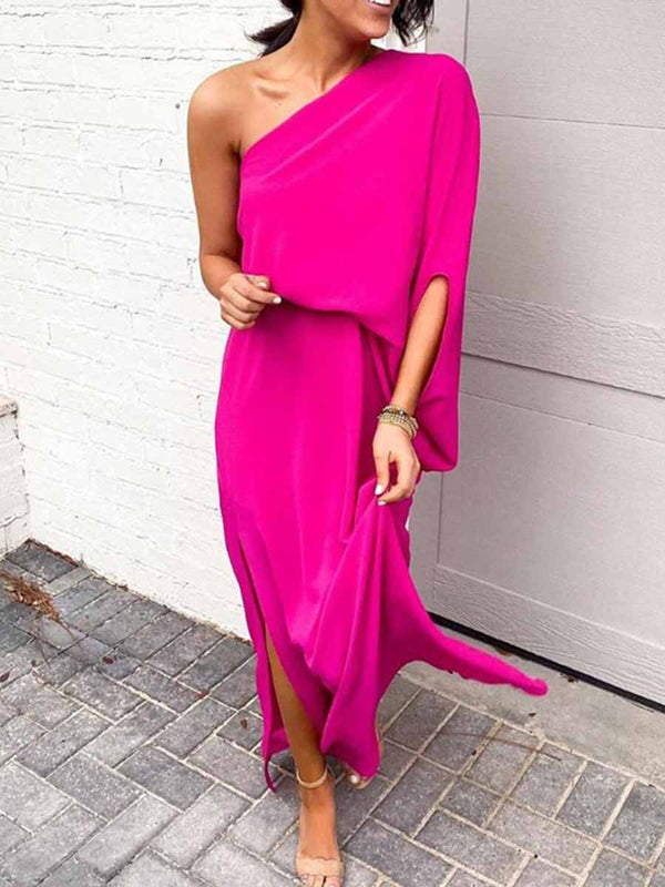 Amsoin Slit Irregular Off Shoulder Dress