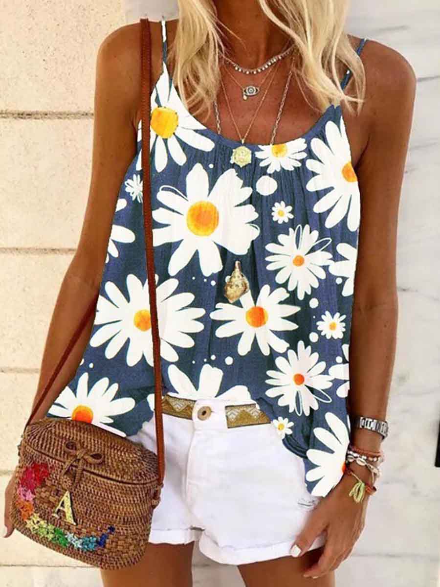 Amsoin Sling Print Top