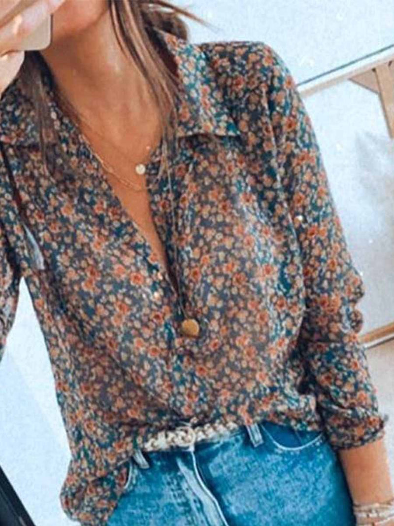 Amsoin Floral Chiffon Blouse