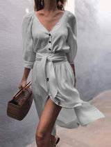 Amsoin Button Lace Sexy Dress
