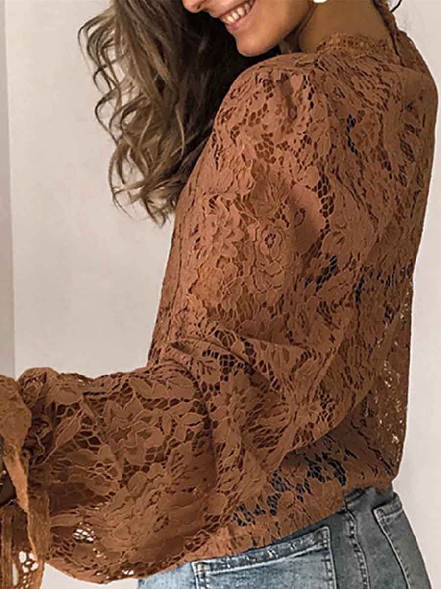Amsoin Hollow Lace Top