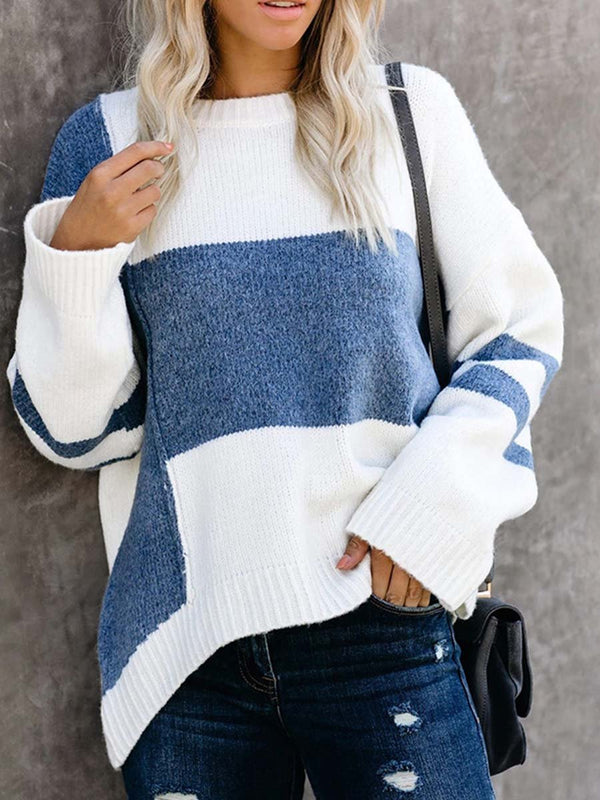 Amsoin Stitching Knit Sweater