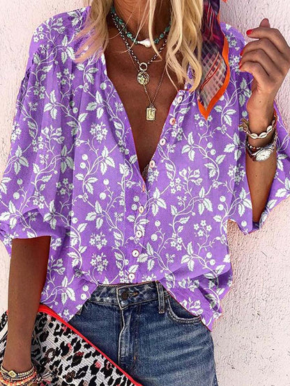 Amsoin Long Sleeve Printed Button Shirt