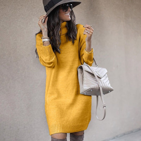 Amsoin High Neck Knitted Dress