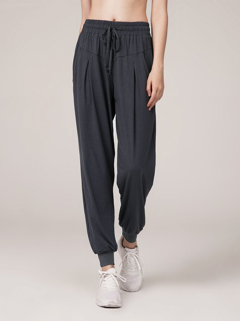 Amsoin Elastic Shirred Shift Ruched Casual Pants