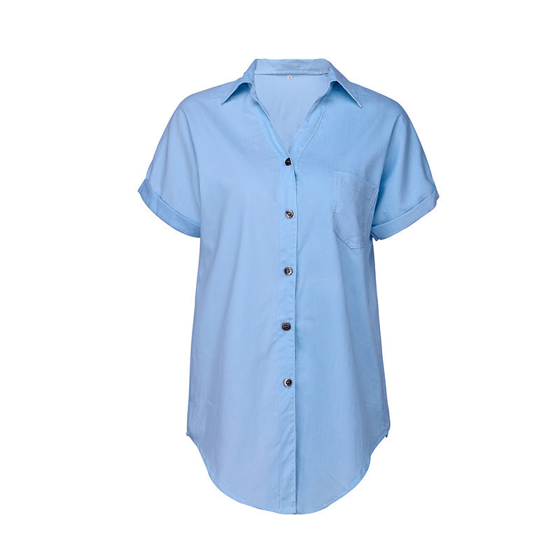 Amsoin Button Irregular T-shirt