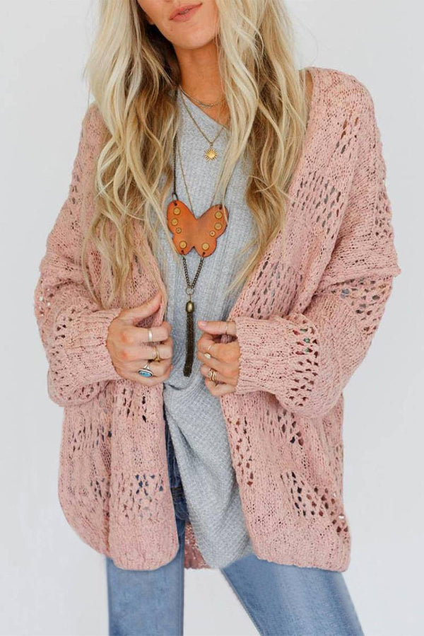 Cut Out Knit Dolman Sleeve Cardigan