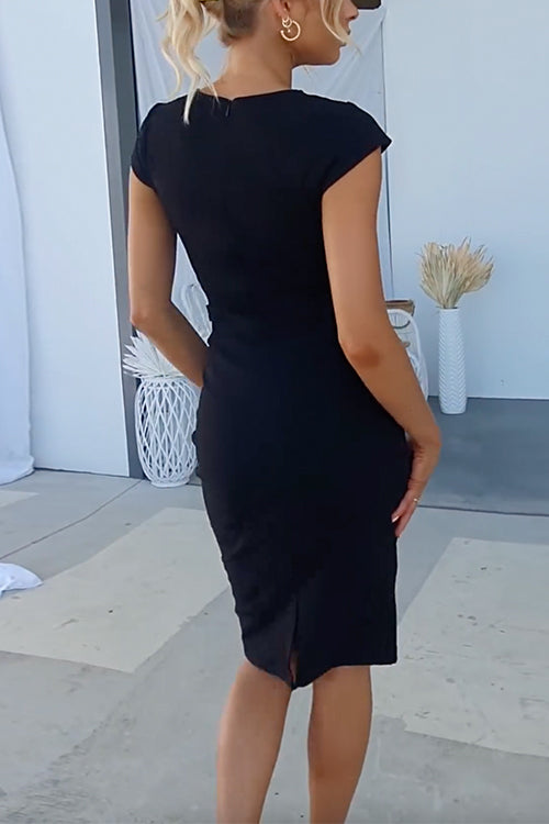 Be Office Ready Cap Sleeves Knee Length Pencil Dress