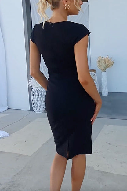 Be Office Ready Cap Sleeves Knee Length Pencil Dress