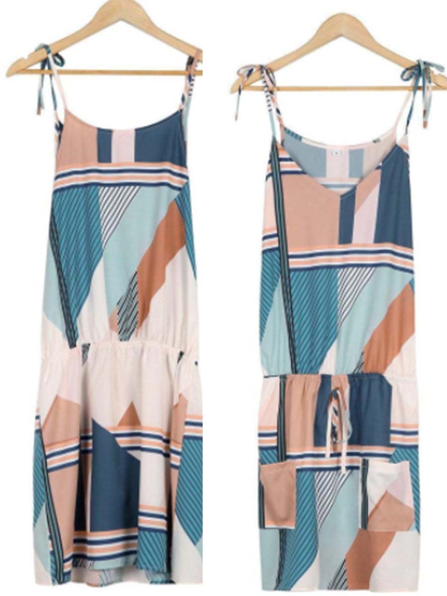 Amsoin Printed Sleeveless Mini Dress