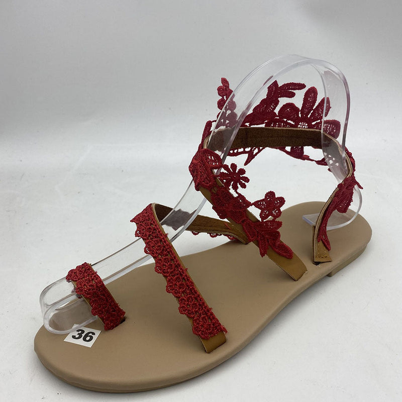 Amsoin Bohemian Flower Casual Flat Roman Sandals