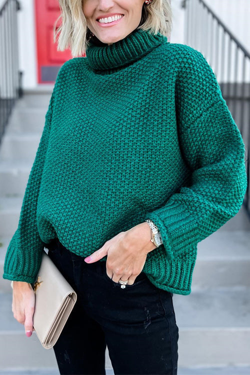 Turtleneck Waffle Knit Winter Sweater