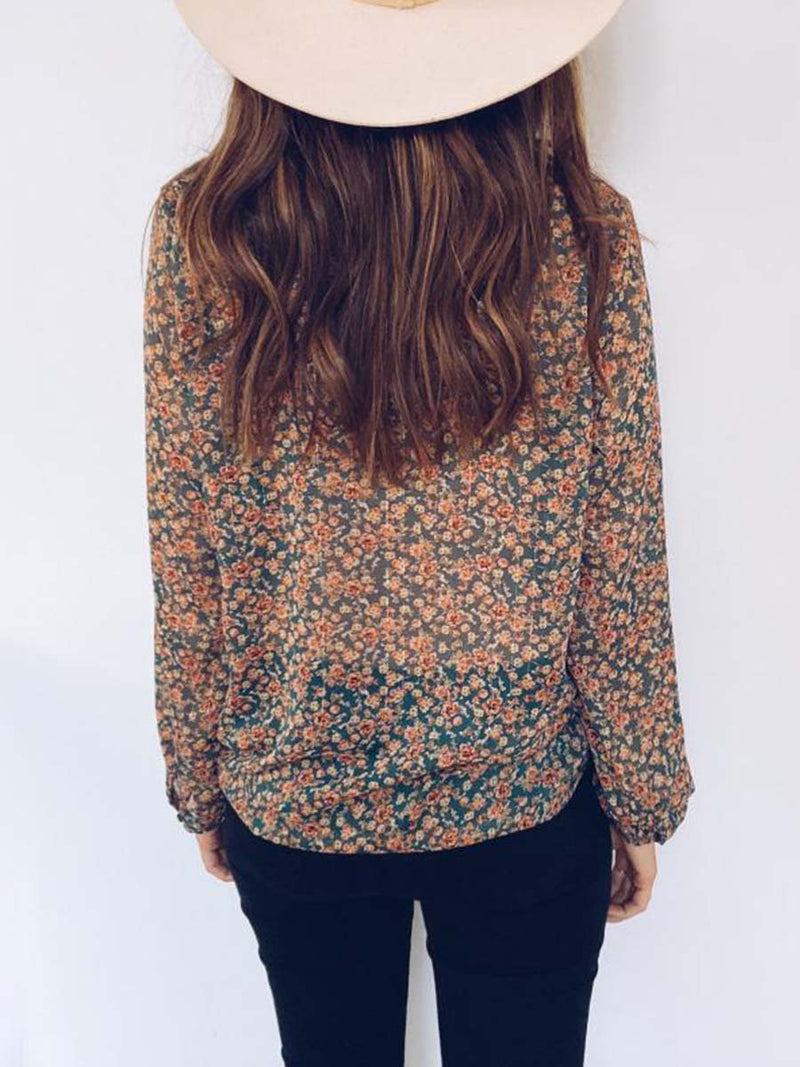 Amsoin Floral Chiffon Blouse