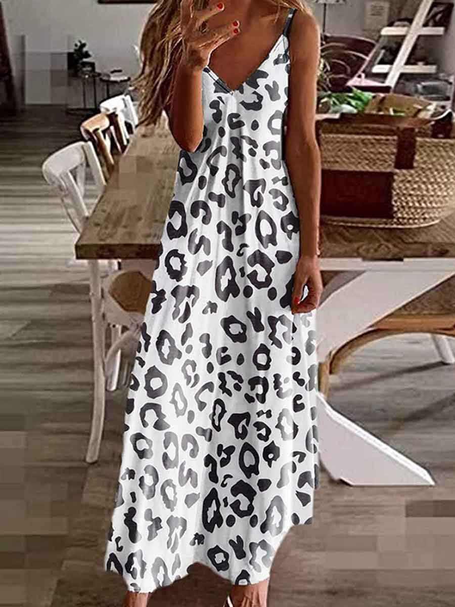 Amsoin Flower Print Sling Dress