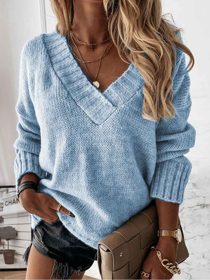 Amsoin V Neck Pullover Jumper
