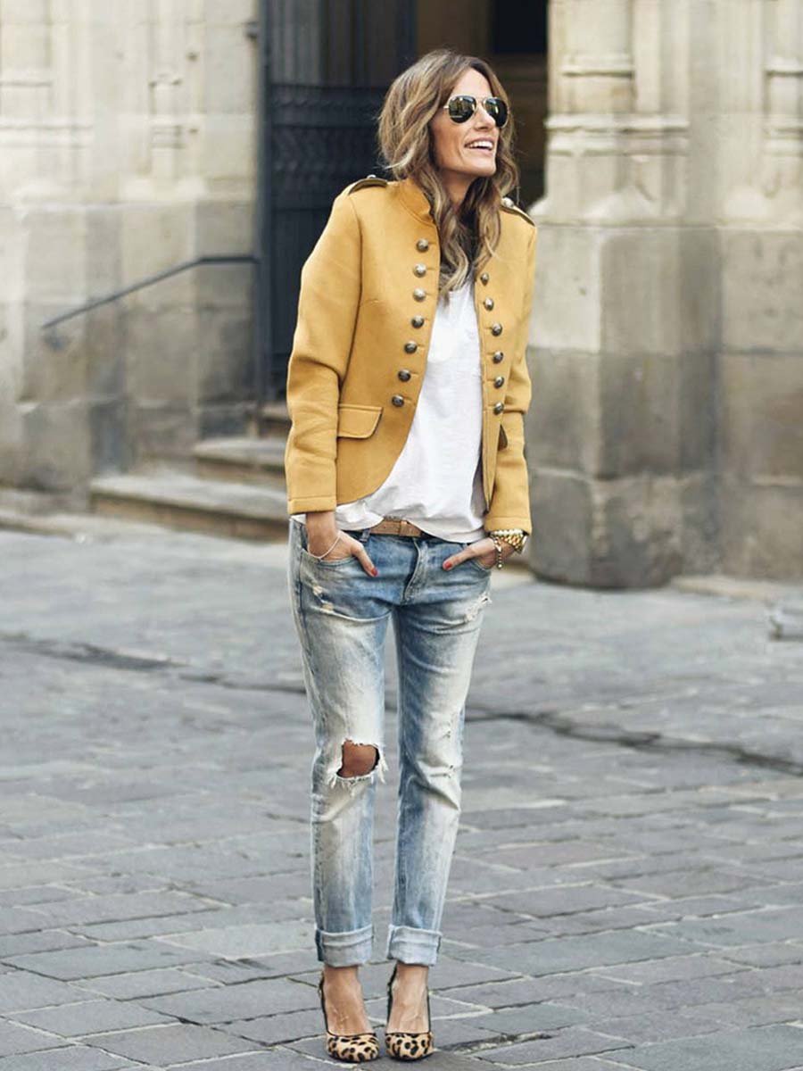 Amsoin Casual Button Design Coat