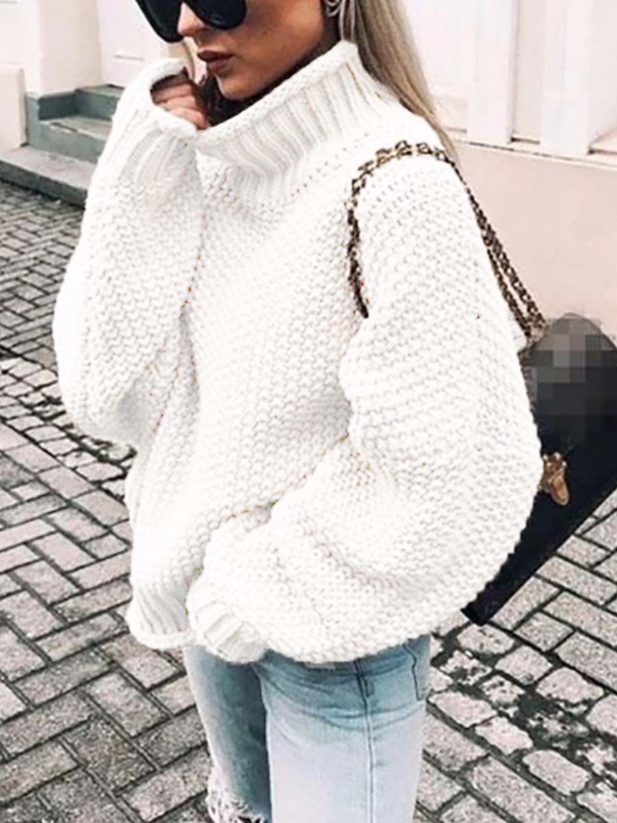 Amsoin Turtleneck Bat Sleeve Warm Sweater