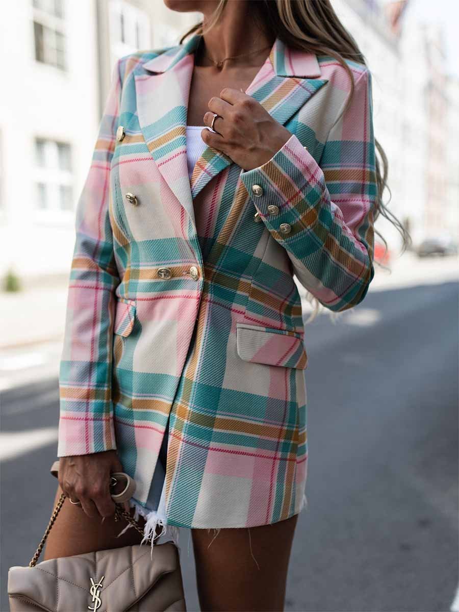 Amsoin Colorful Plaid Jacket