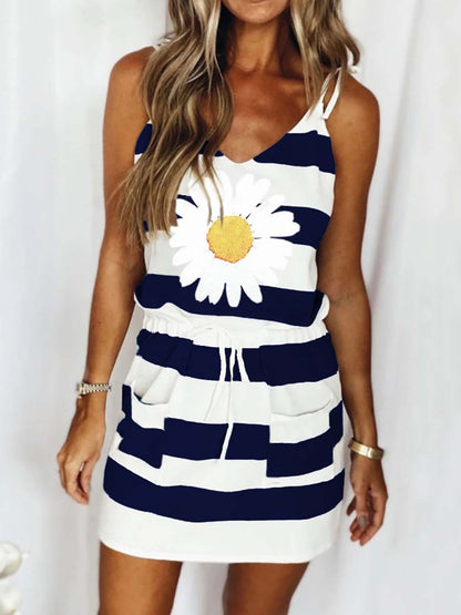 Amsoin Printed Sleeveless Mini Dress