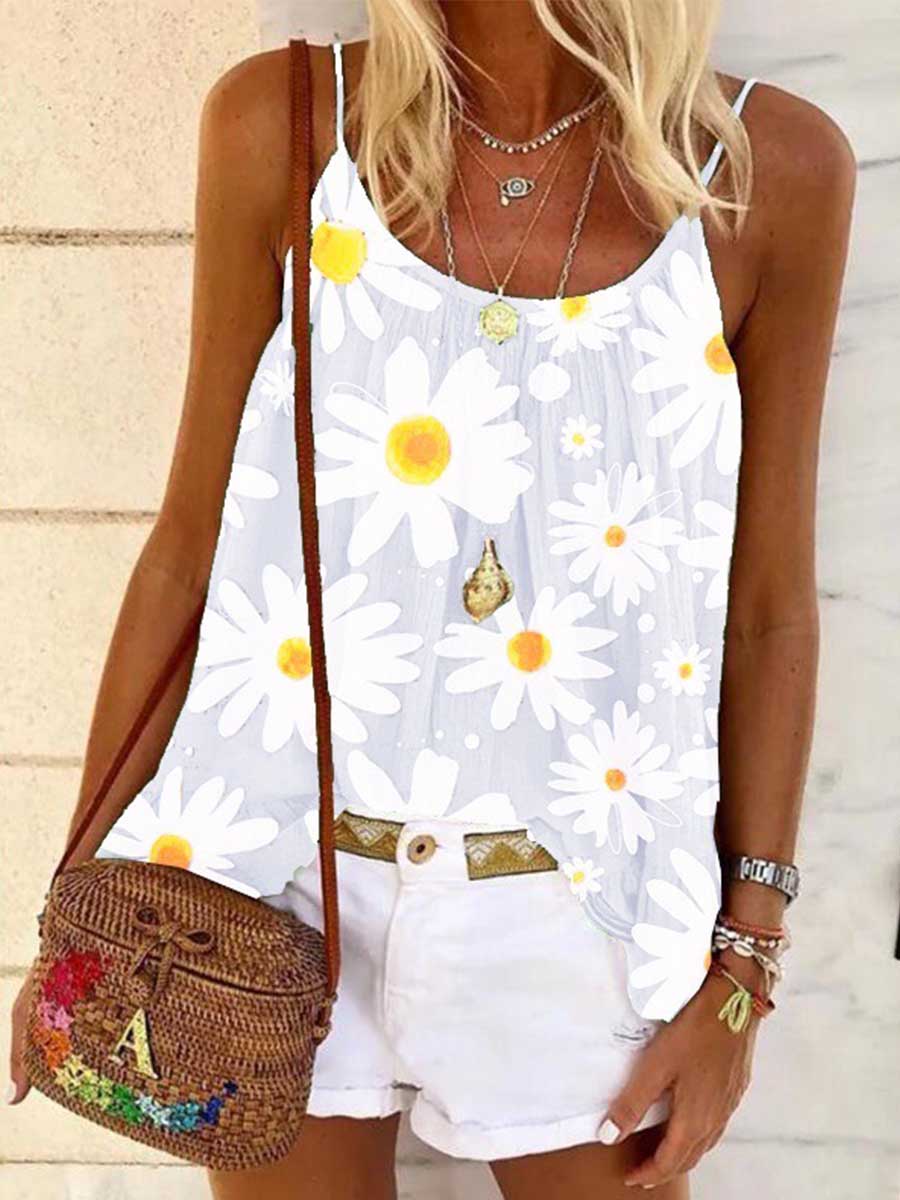 Amsoin Sling Print Top