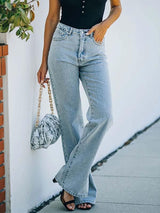 Women's Casual Trousers Slit Wash Jeans