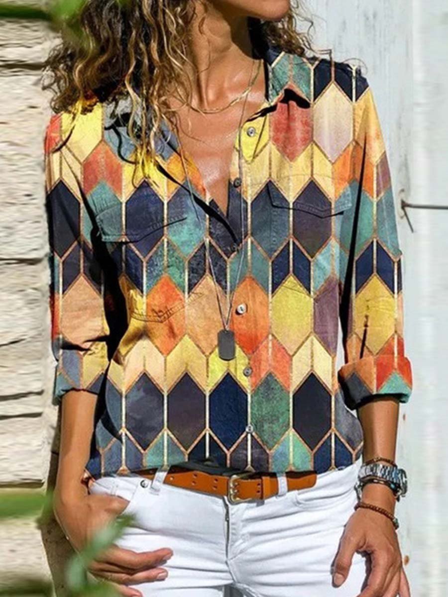 Amsoin Multicolor Print Shirt
