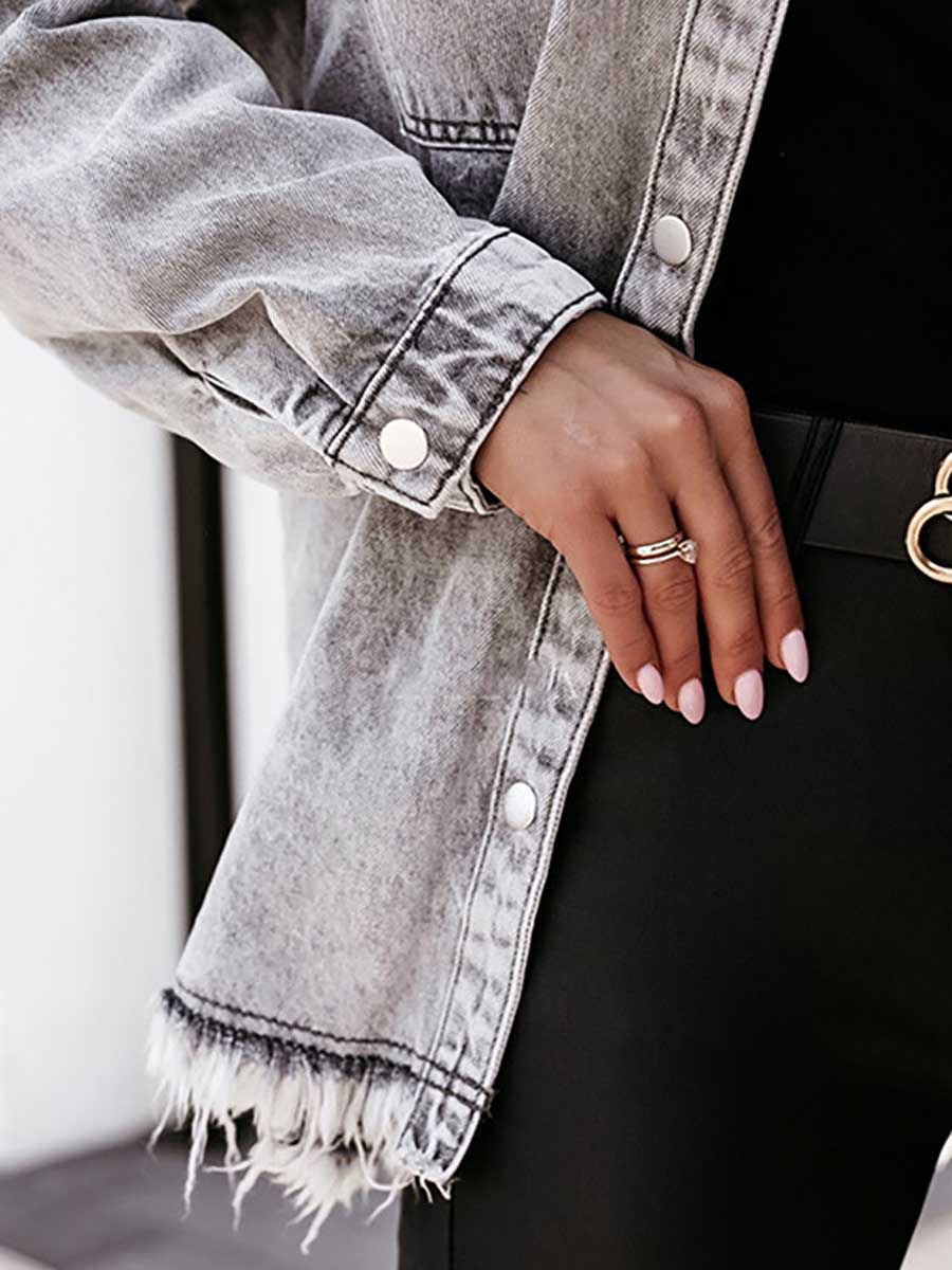 Amsoin Tassel Loose Denim Coat