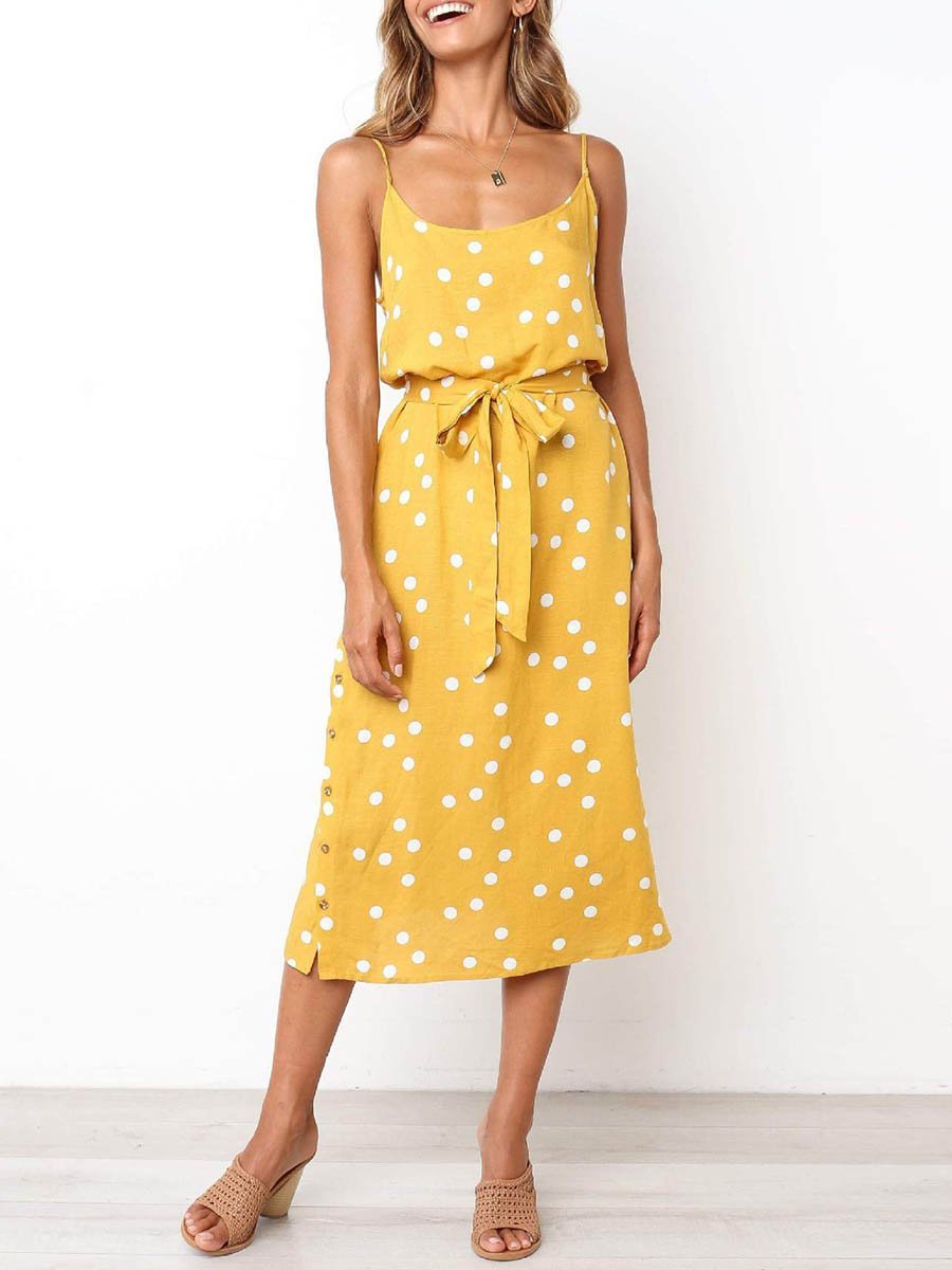 Amsoin Dot Belt Dress