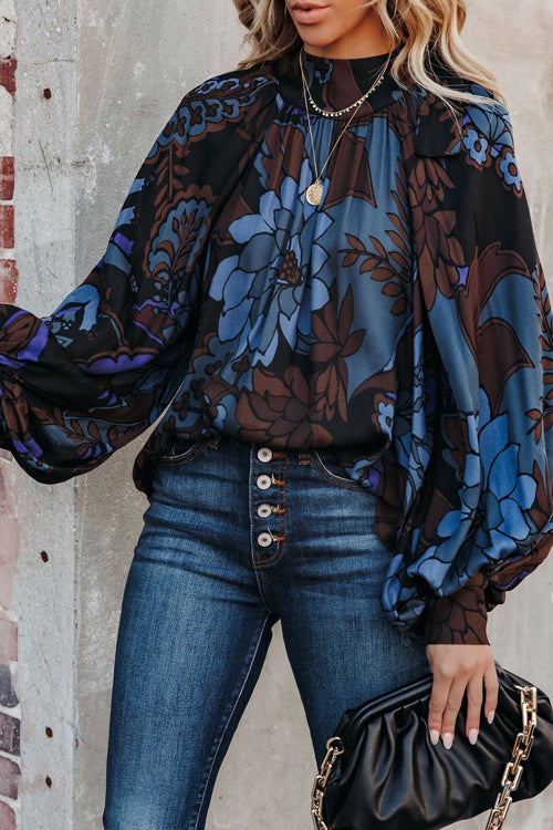 Amsoin Printed Statement Sleeve Top