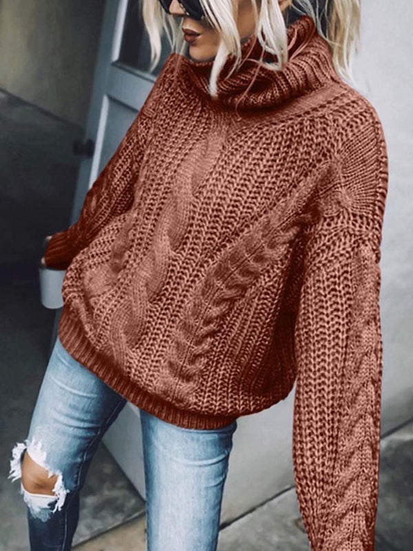 Amsoin Fashion Solid Color Knit Sweater