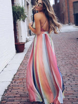 Amsoin Multicolor Printed Sexy Dress