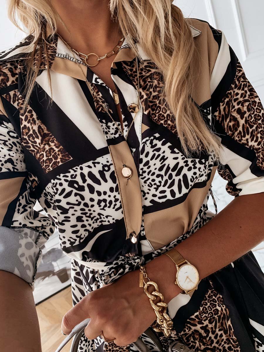 Amsoin Splicing Shirt Dress