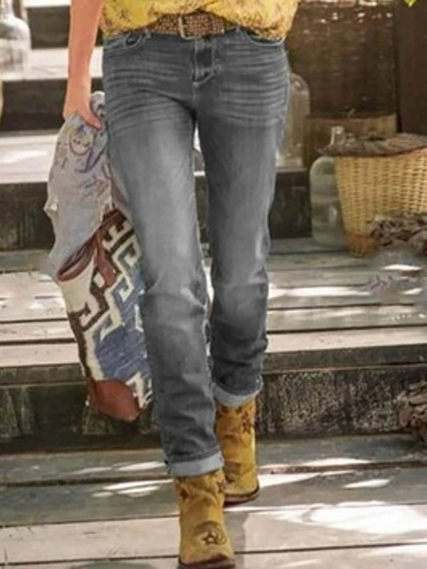 Amsoin Straight Vintage Mid-Rise Jeans