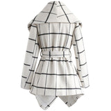 Amsoin Fashion Loose Check Coat