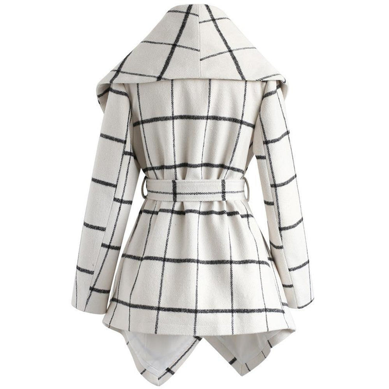 Amsoin Fashion Loose Check Coat
