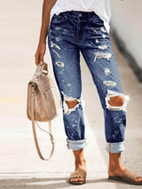 Amsoin Washed Casual Ripped Jeans