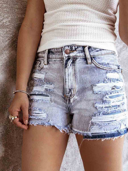 Amsoin RIPPED DENIM SHORTS