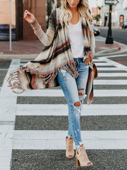 Amsoin Tassel Cardigan Sweater Tops